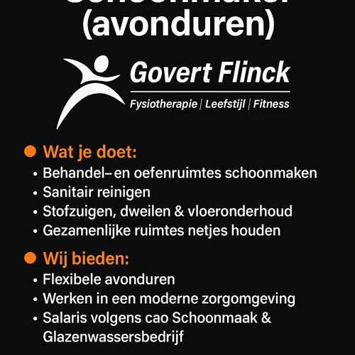 Vacature Schoonmaak locatie Govert Flinck